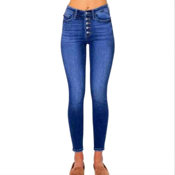 Calvin Klein High Rise Skinny Button‎ Fly Dark Blue Denim Jeans Plus Size 20W - Picture 1 of 13
